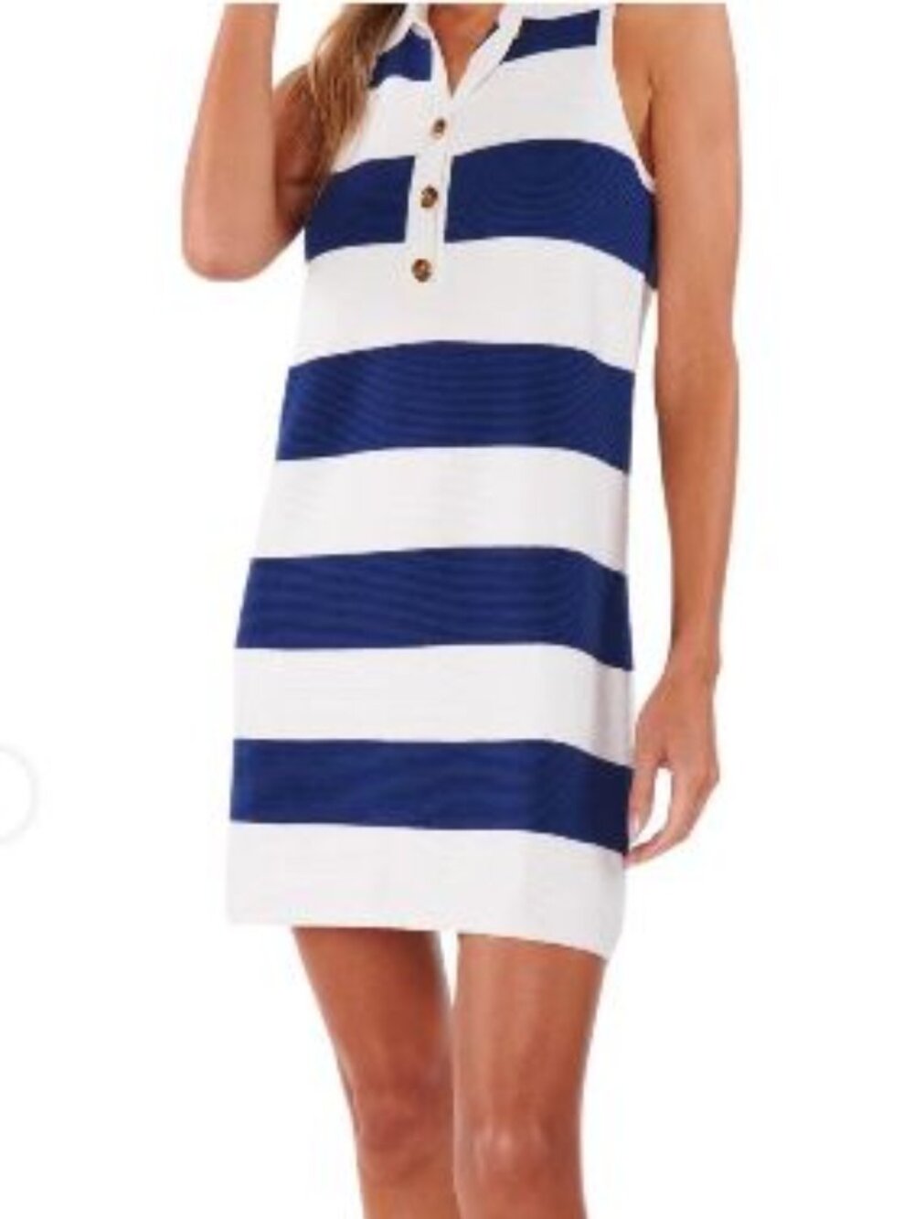 Show Me Your MuMu Navy & White Striped Knit Polo Dress XS